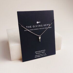 The Giving Keys Mini Collection Believe Key Dainty Silver Chain Charm Necklace